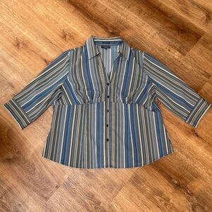 Elementz women’s striped blouse 3X stretch babydoll‎ academia preppy y2k 2000s